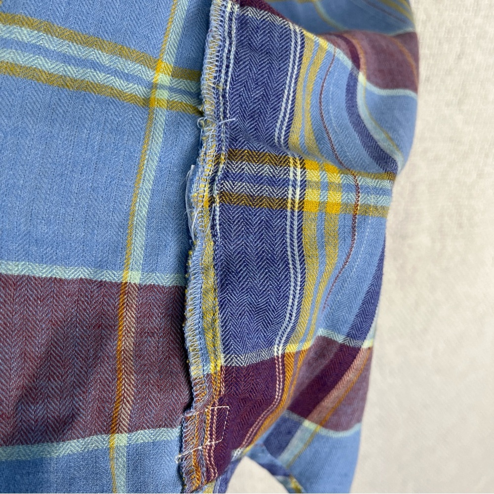 Toad Co Re Form Flannel Shirt Womens XL Blue Brown Plaid Button Down Casual Top - Picture 10 of 16